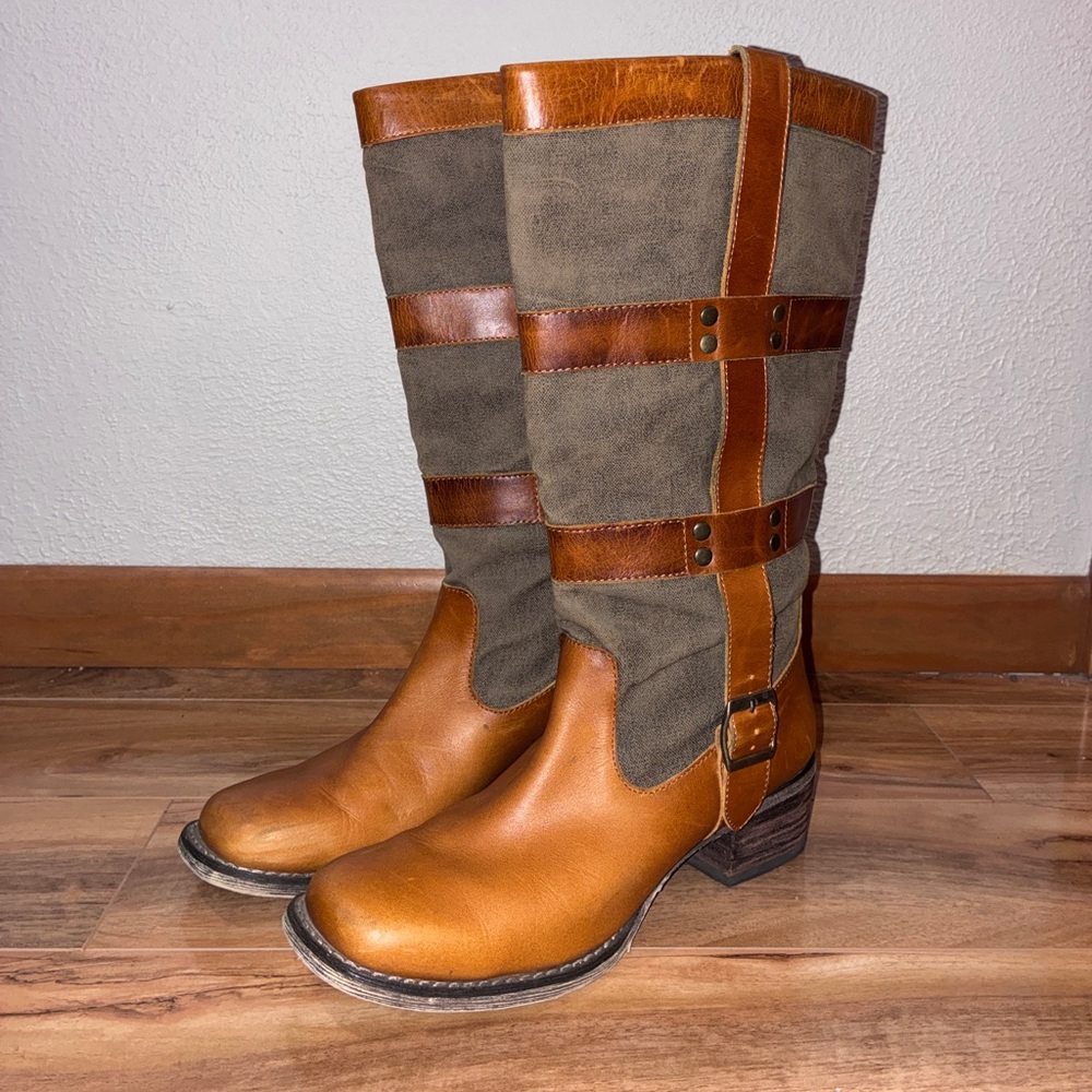 DURANGO World Traveler Women's Wellington Boot Size 7M Pull On Canvas & Leather